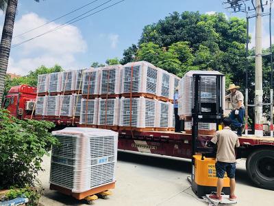 馬來西亞印尼東帝墳客商采購256臺(tái)潤東方環(huán)保空調(diào)冷風(fēng)機(jī)